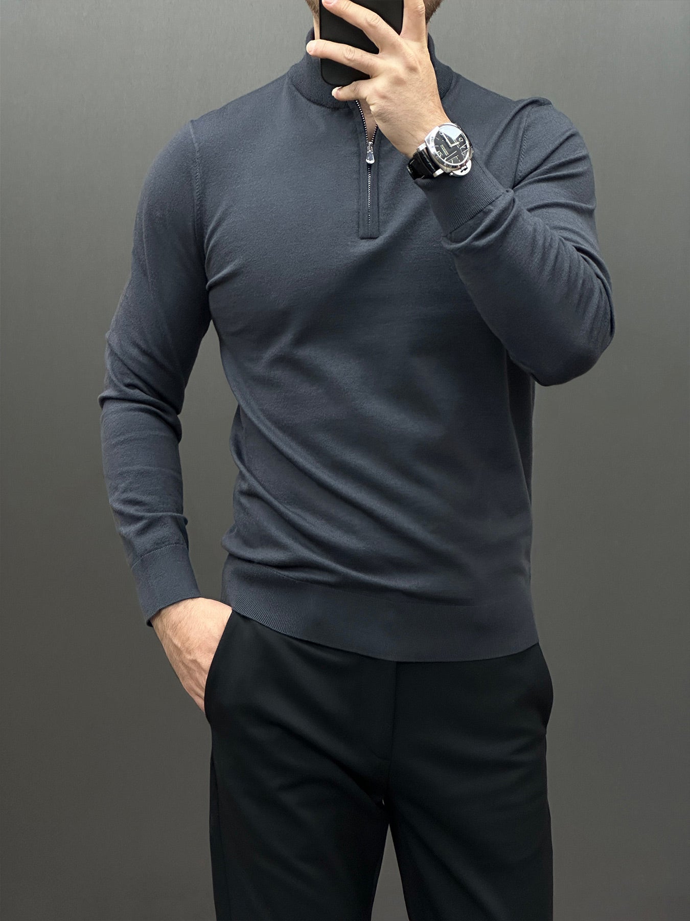 GentleKnit Washable Half Zip Mock Neck Sweater