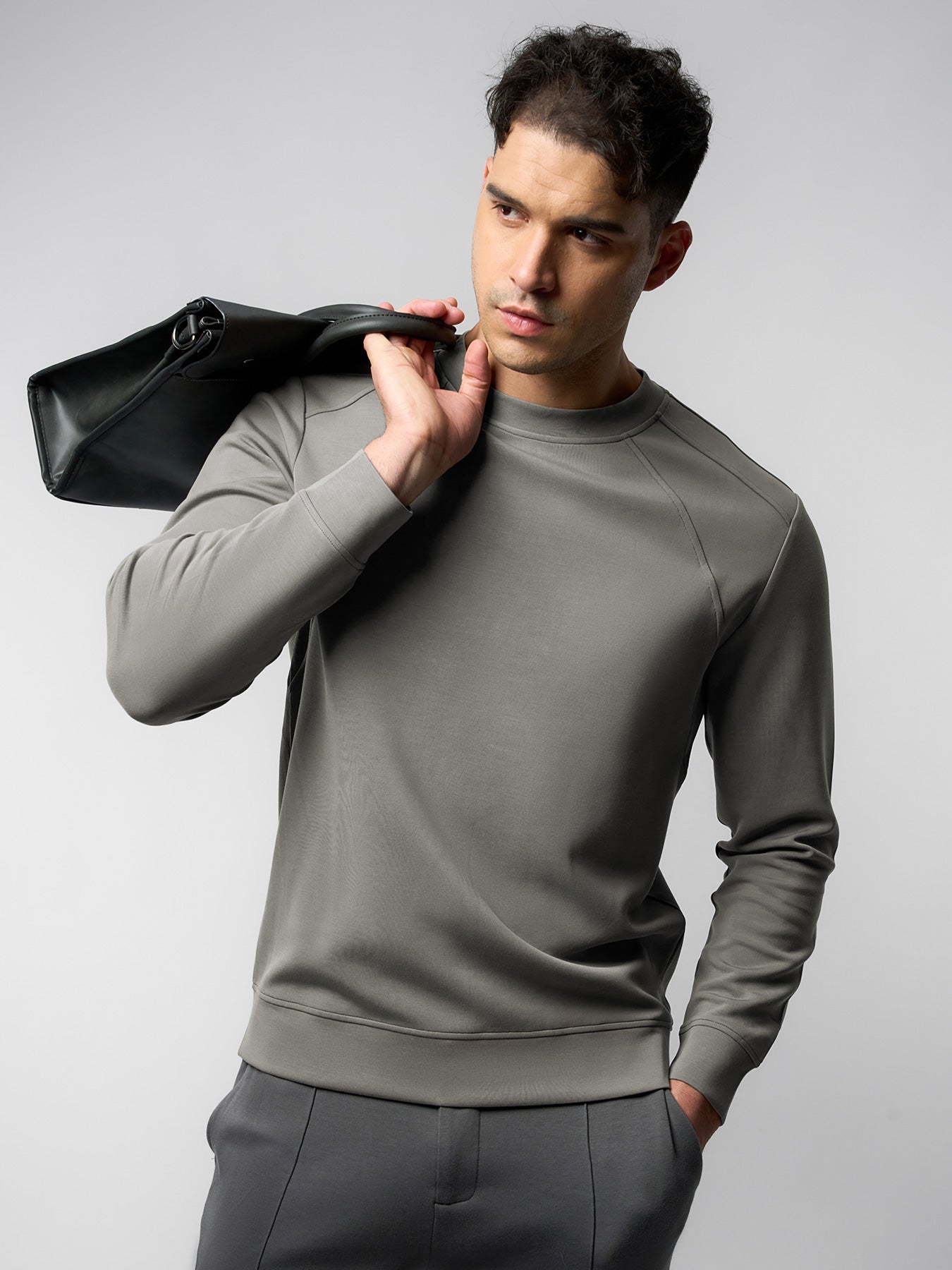 Modal Blend Fall Panel Sweatshirt Wrinkle Resistant Daily Wear