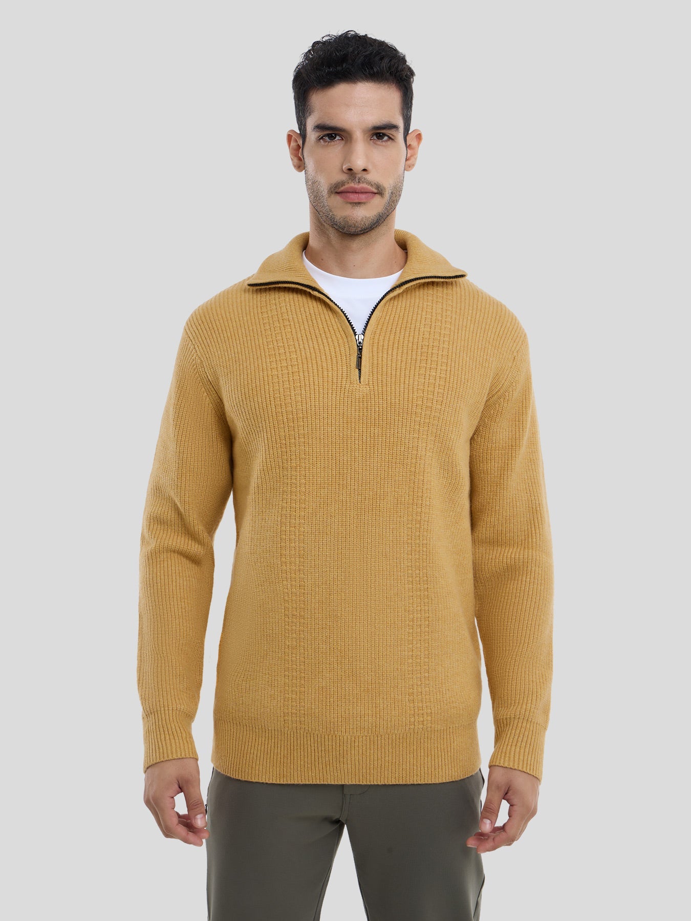 GentleKnit Half-Zip High Collar Sweater