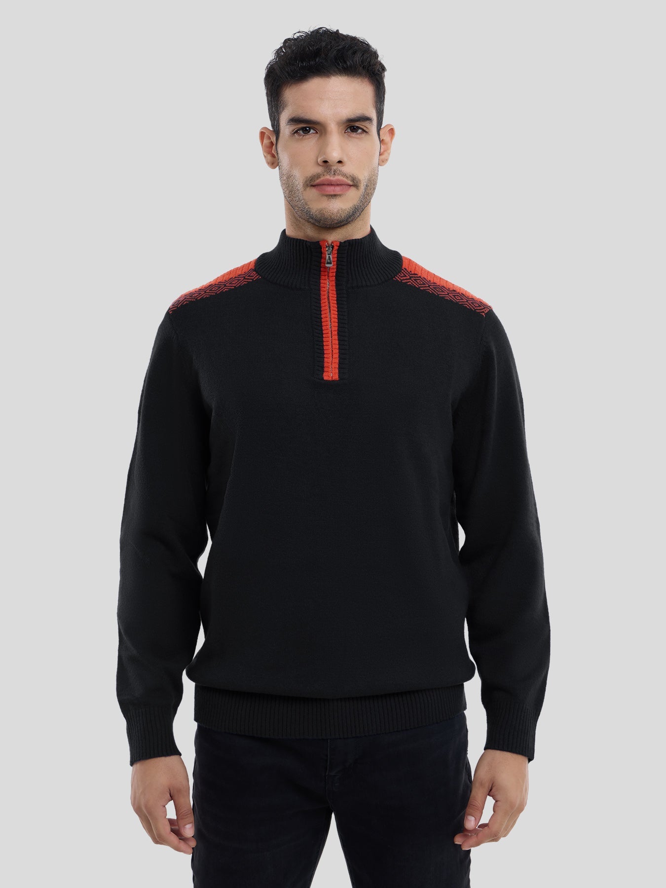 GentleKnit Half-Zip Contrast Color Sweater