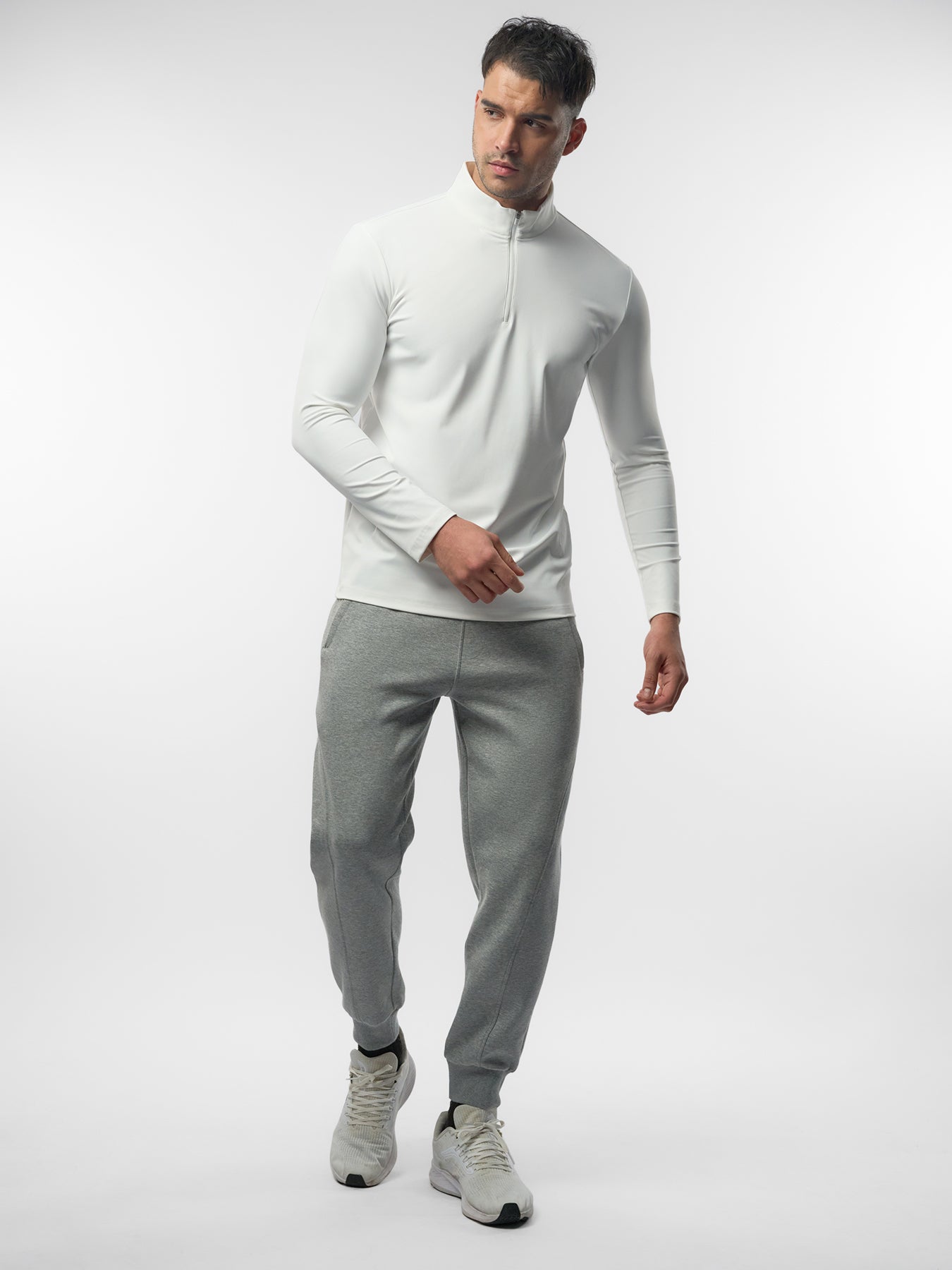 SmoothBlend Half Zip Mock Neck Tee: Zip Same Color
