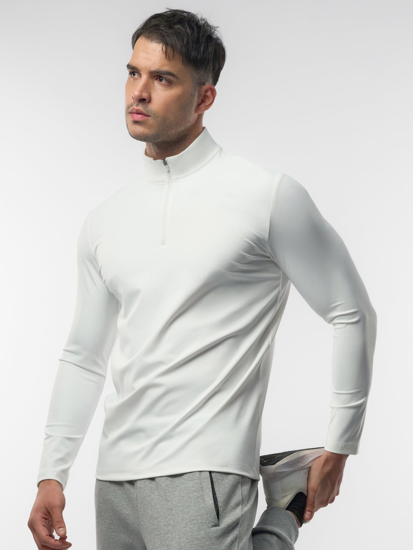 SmoothBlend Half Zip Mock Neck Tee: Zip Same Color