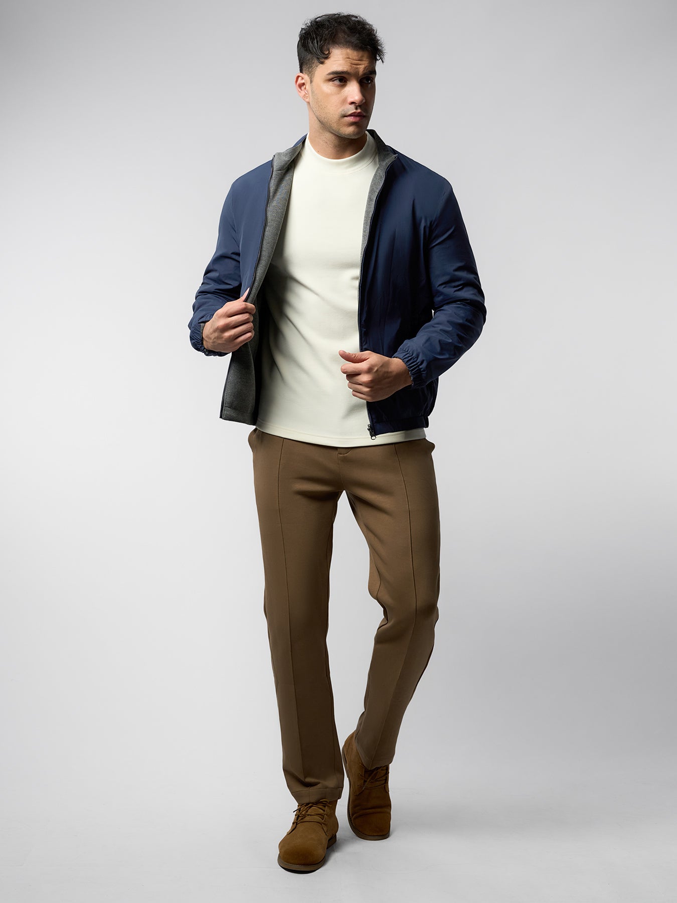 Reversible Windproof Half High Collar Zip Jacket