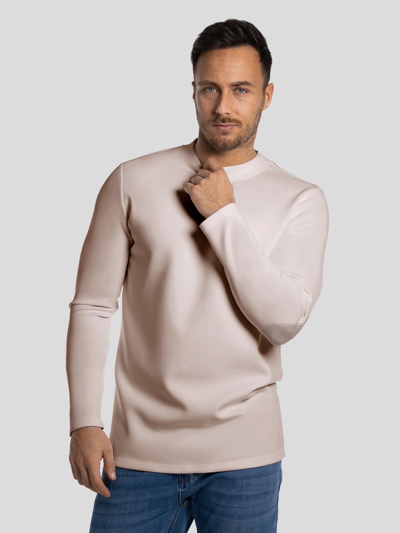 Modal Blend Elbow Patch Long Sleeve Tee