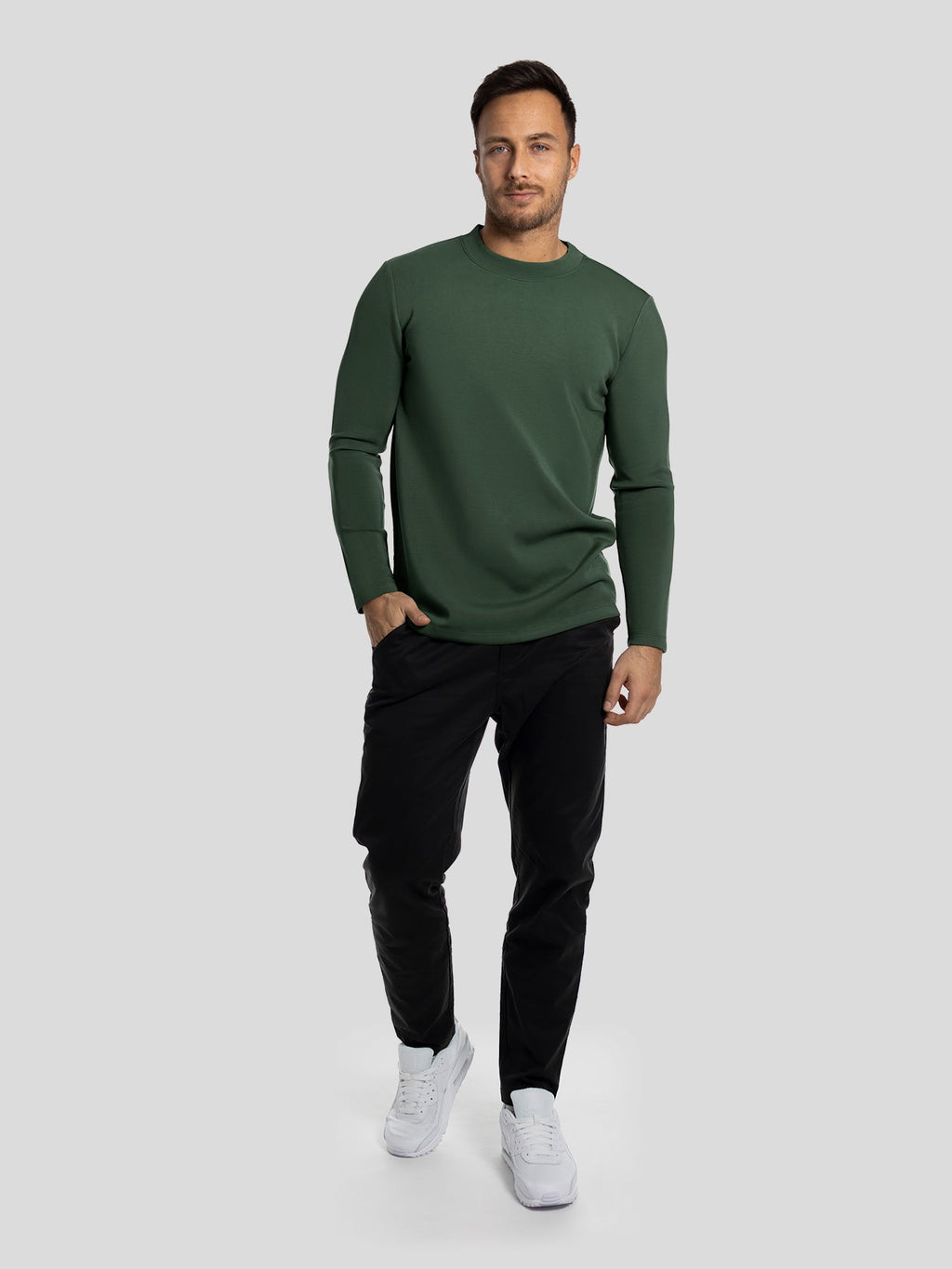 Modal Blend Elbow Patch Long Sleeve Tee