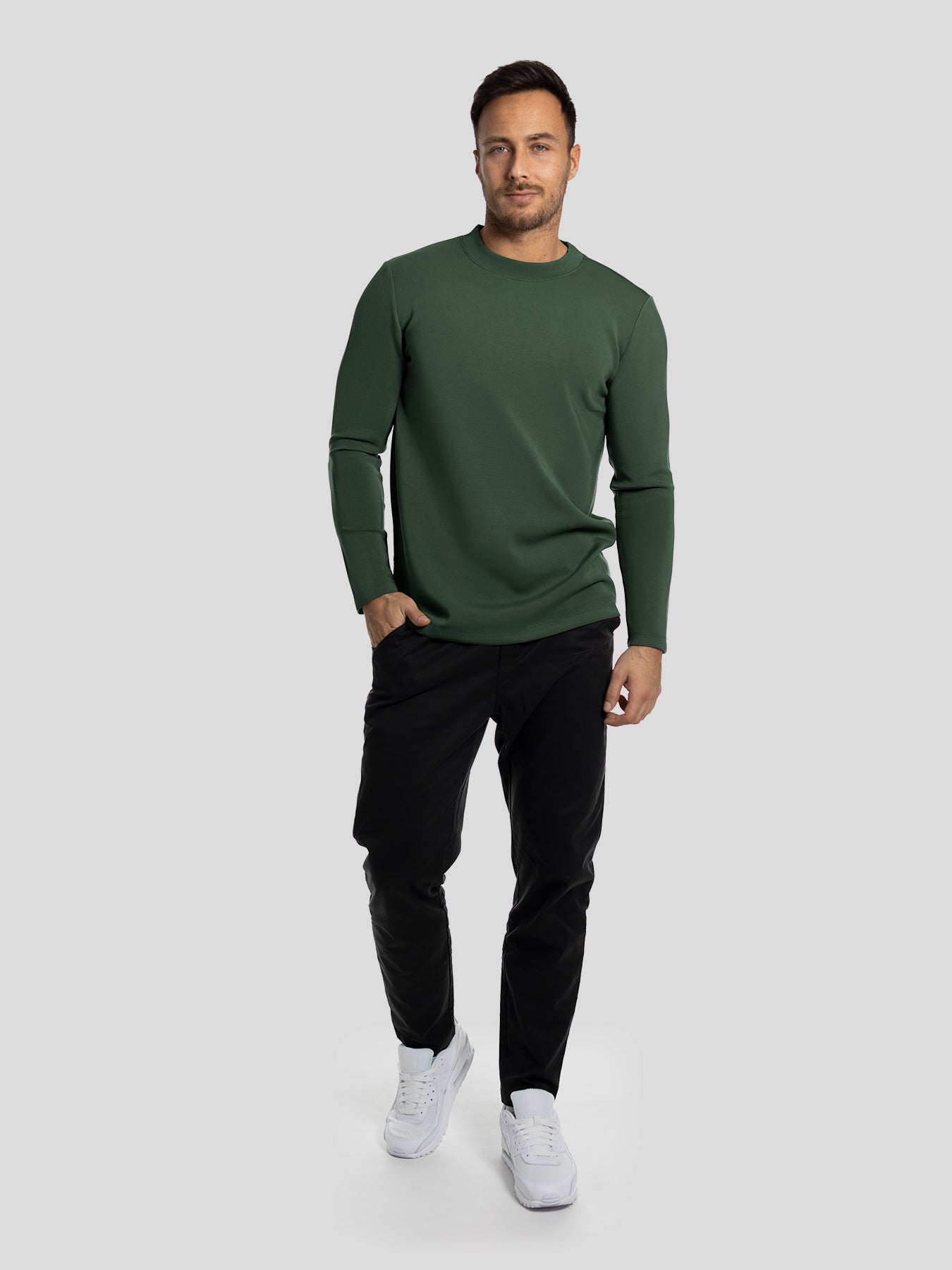 Modal Blend Elbow Patch Long Sleeve Tee