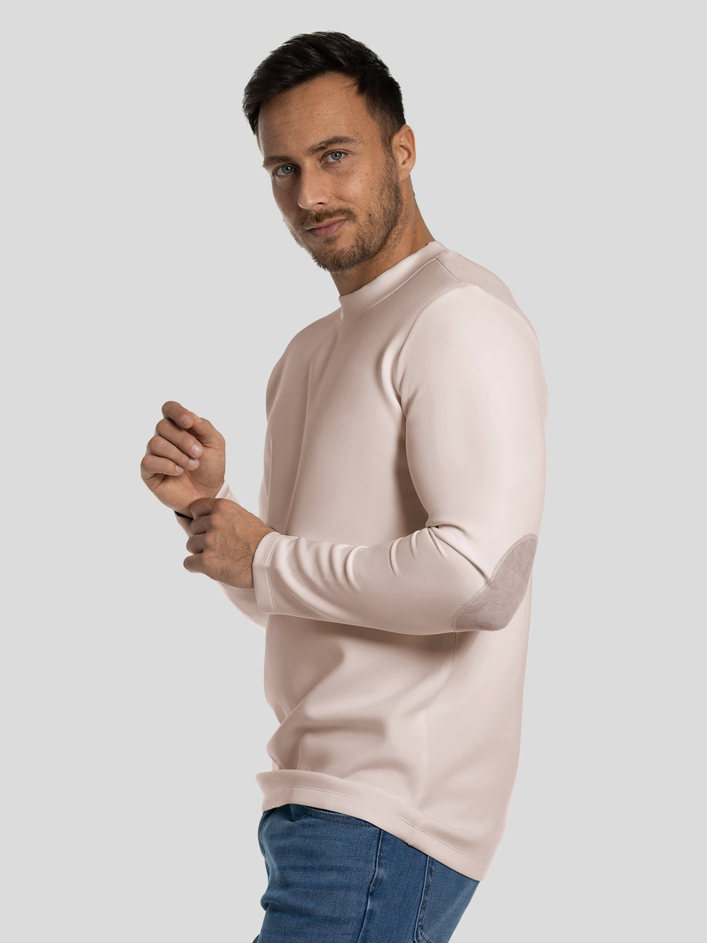 Modal Blend Elbow Patch Long Sleeve Tee