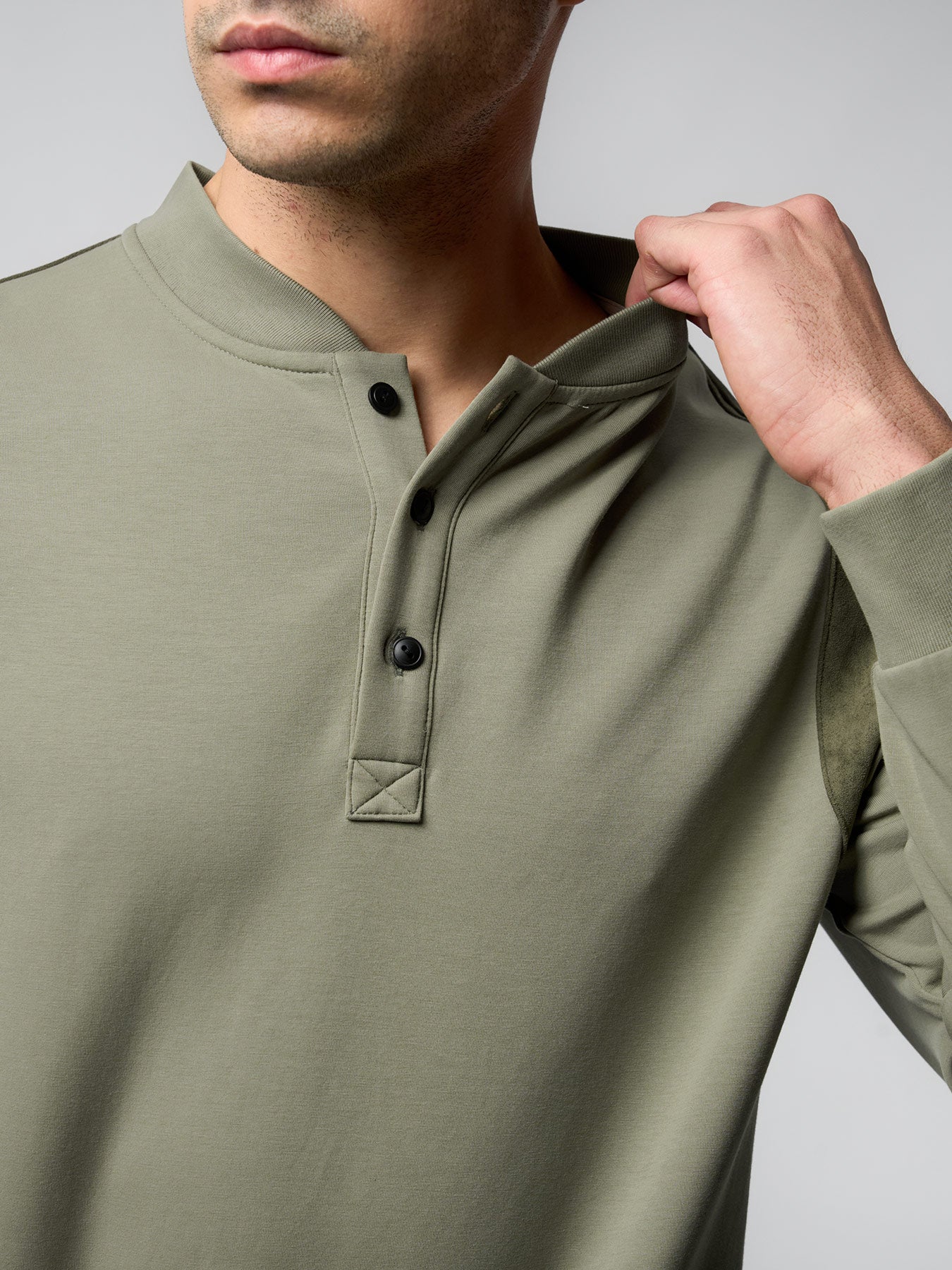 CozySpacer SuedePatch Button Sweatshirt