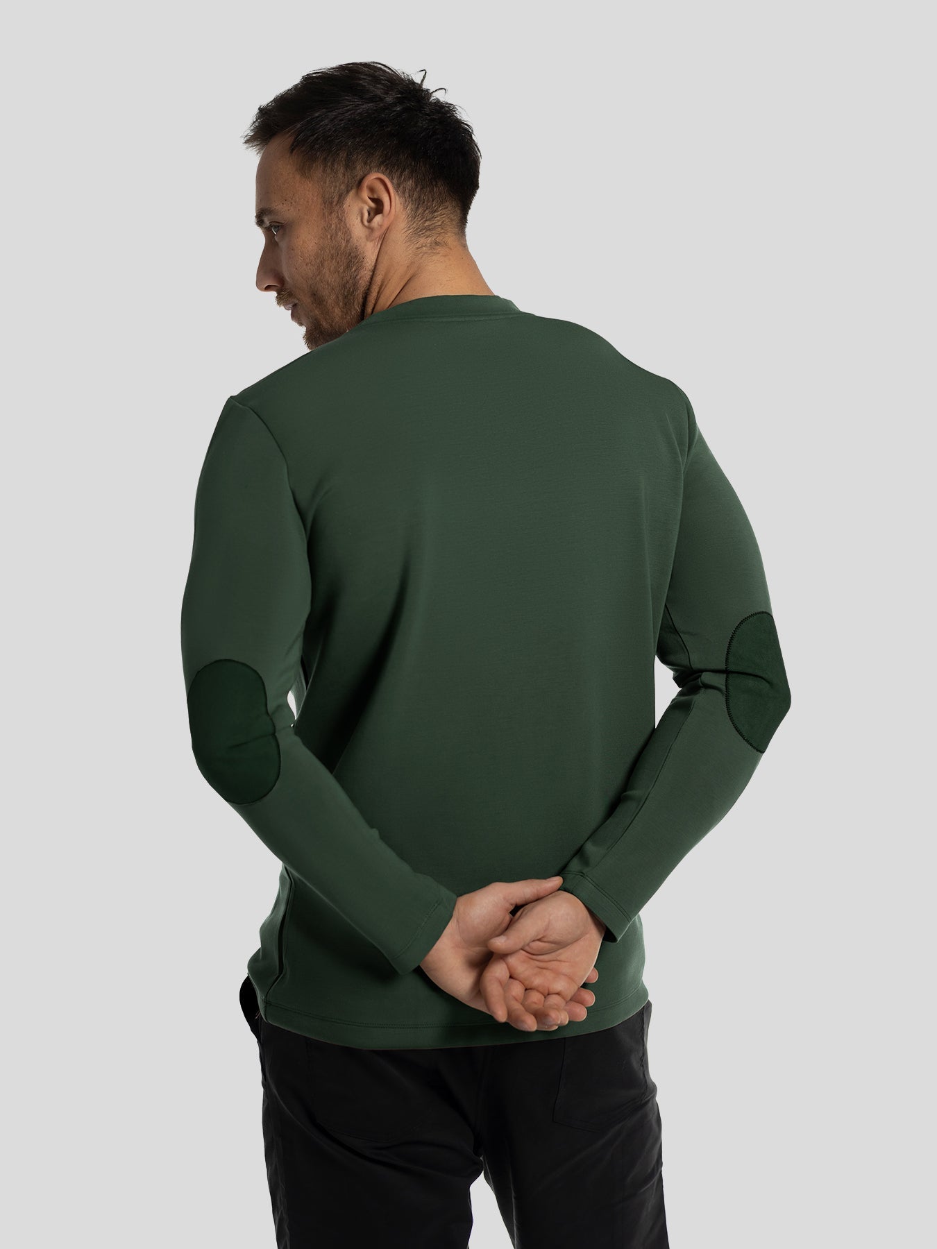 Modal Blend Elbow Patch Long Sleeve Tee