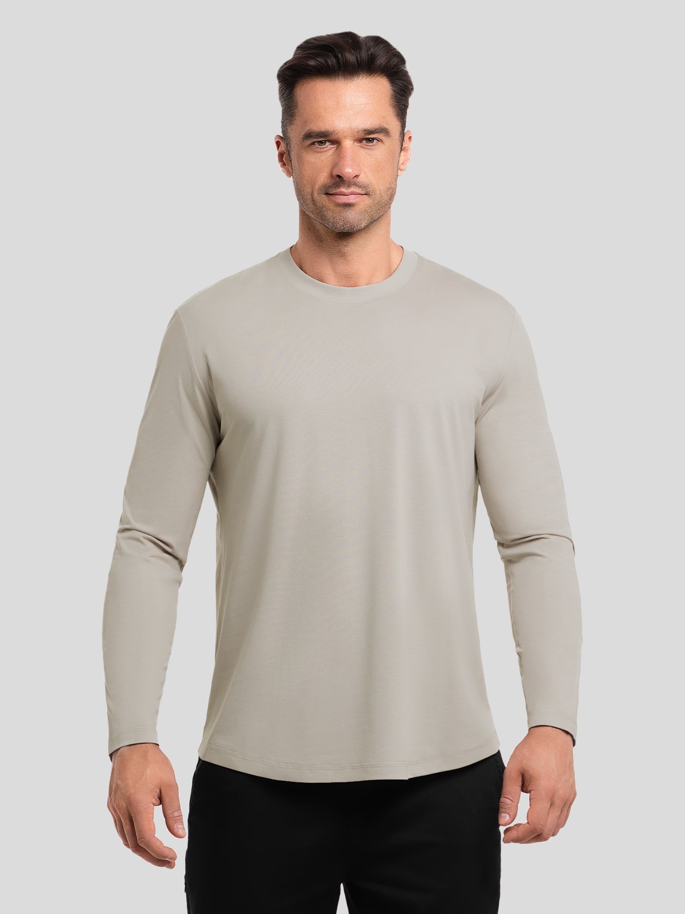 StaySmooth Long Sleeve Curve Hem Tee: Slim Fit