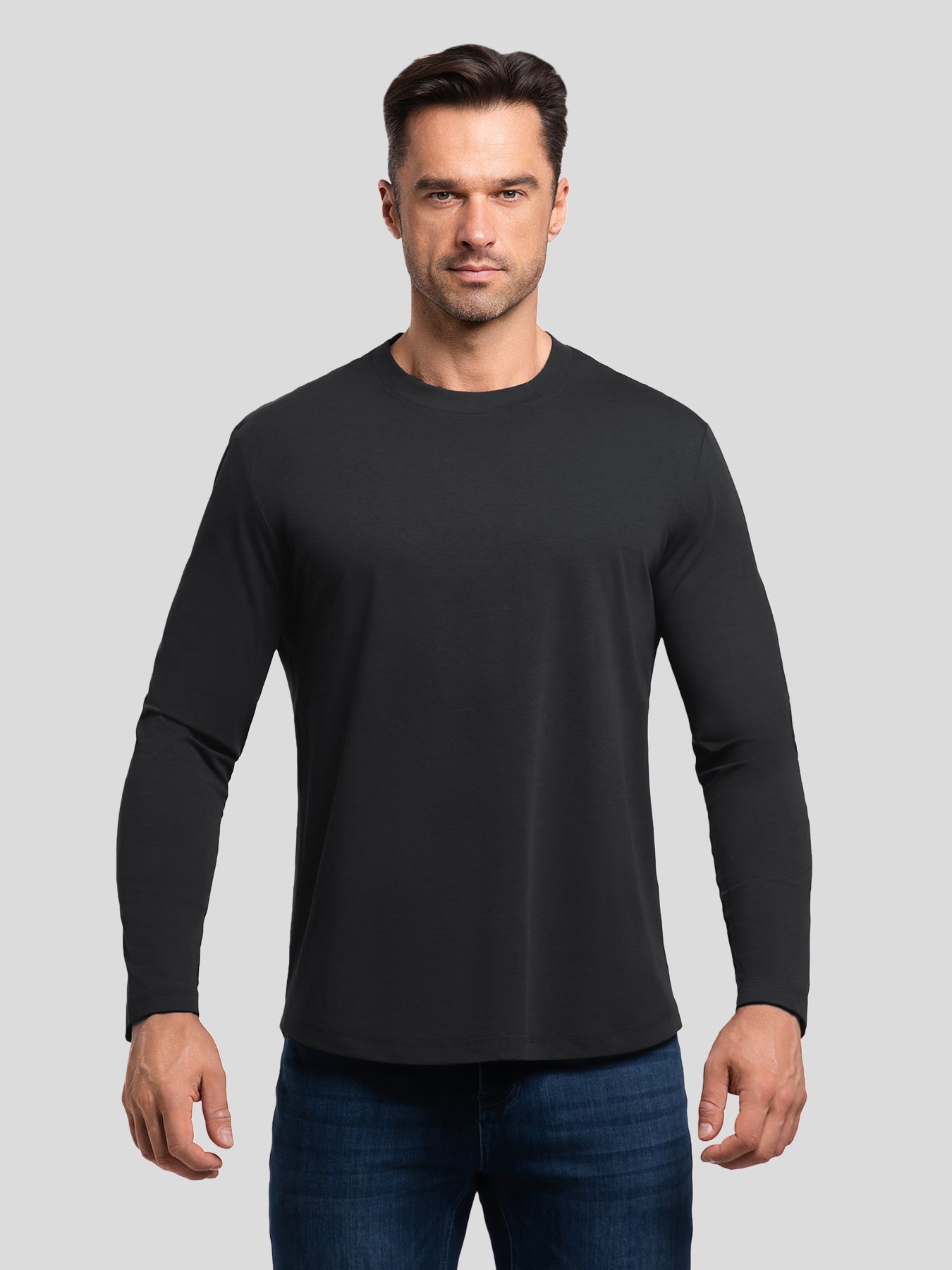 StaySmooth Long Sleeve Curve Hem Tee: Slim Fit
