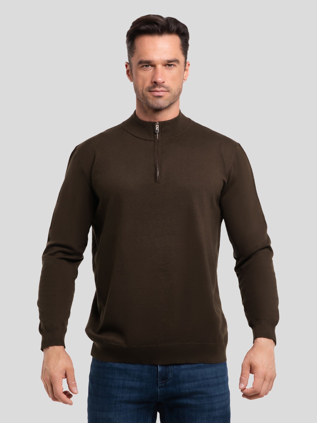GentleKnit Washable Half Zip Mock Neck Sweater