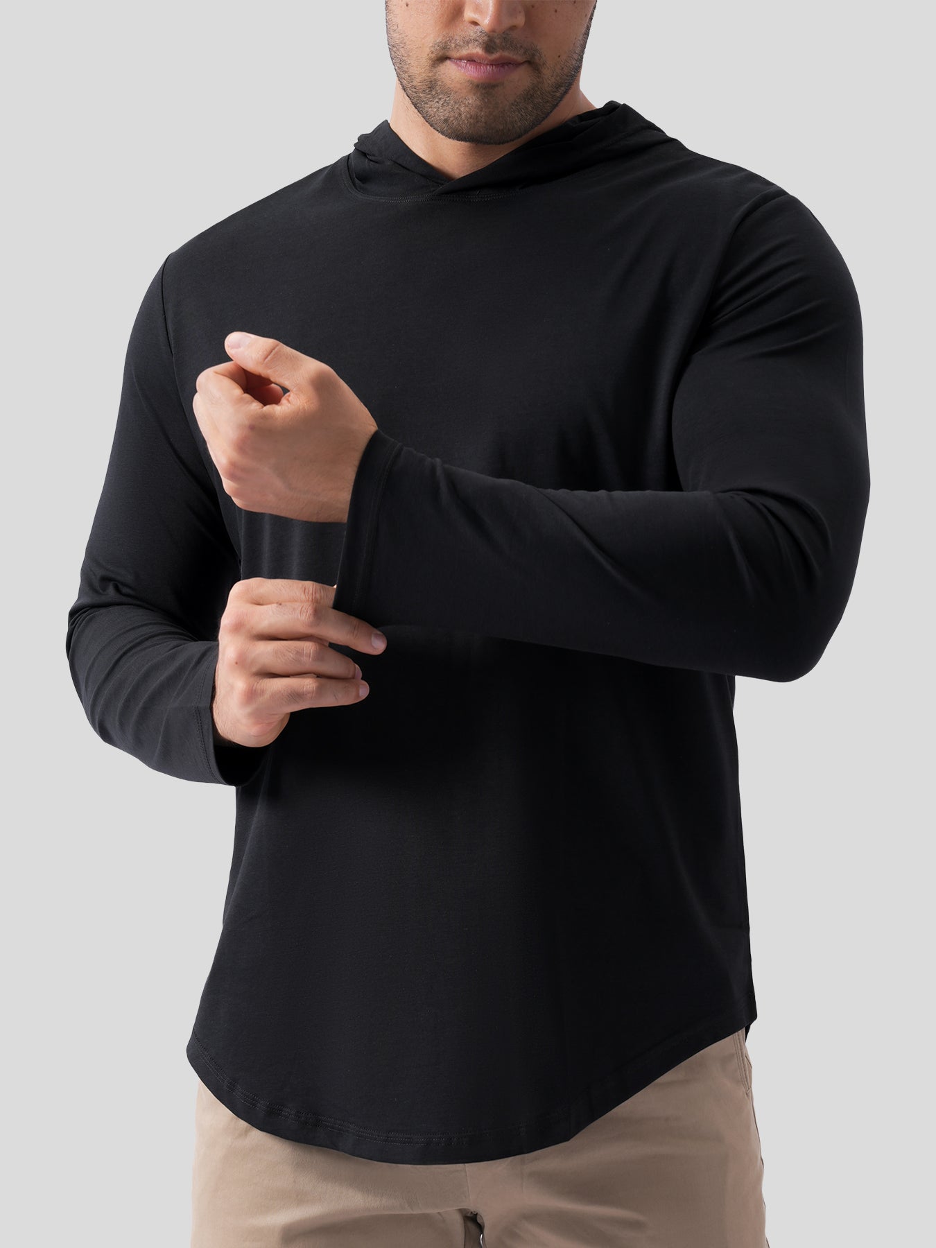 StaySmooth Long Sleeve Hooded Drop-Cut Tee